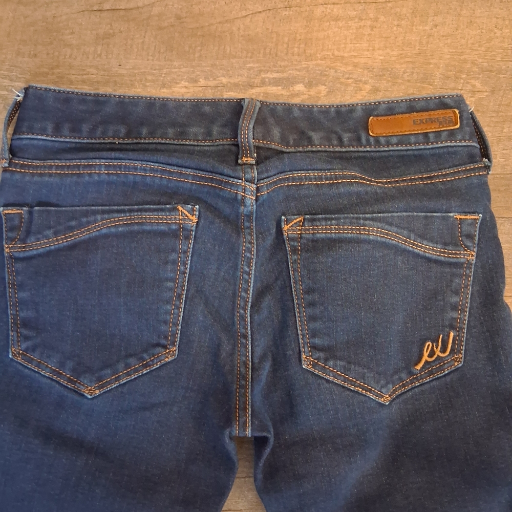 Express Dark Blue Flare Wide-Leg Jeans - Picture 5 of 9